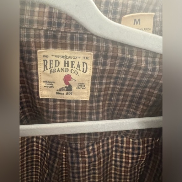 Red Head Mens Size Med Plaid Long Sleeve Button Up Wrinkle Free NWOT - Picture 3 of 4